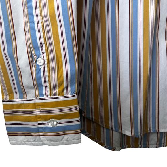Frank & Eileen Gold Striped Multicolored Eileen Button Up Shirt Size M - Picture 5 of 13